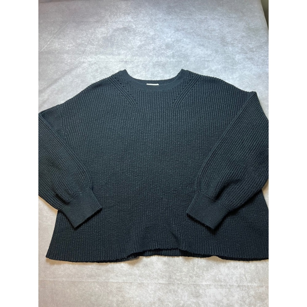 Vuori Women XXL Black Wool Blend Ribbed Knit Crewneck Sweater VW2010 Athleisure